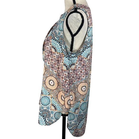 Dana Buchman Medium Top Sleeveless Geometric V-Neck Hi-Low Hem Lightweight Multi - Picture 6 of 9